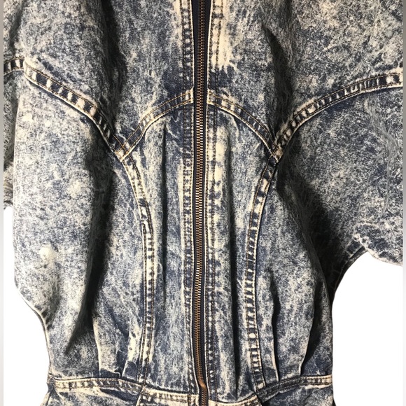 Vintage Acid Wash Jean Era Hollywood Long Sleeve Dress - Picture 3 of 7